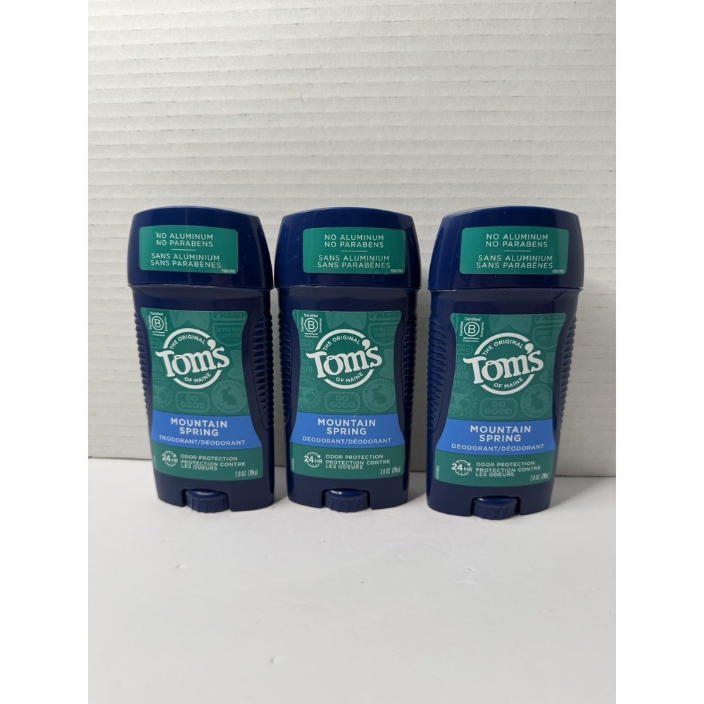 3 New Tom's of Maine Mountain Spring Deodorant Stick 2.8 oz